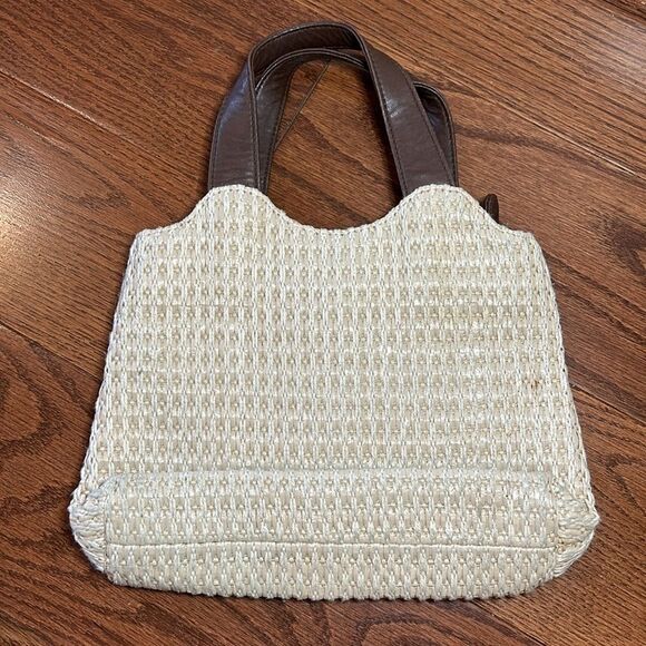 Sonoma small woven straw bag with leather handle and zipper closure - Picture 3 of 11